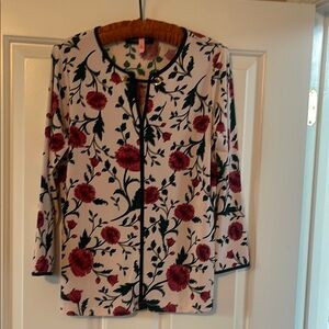 Ivanka Trump Floral Print Blouse with Red and Green Design Size S